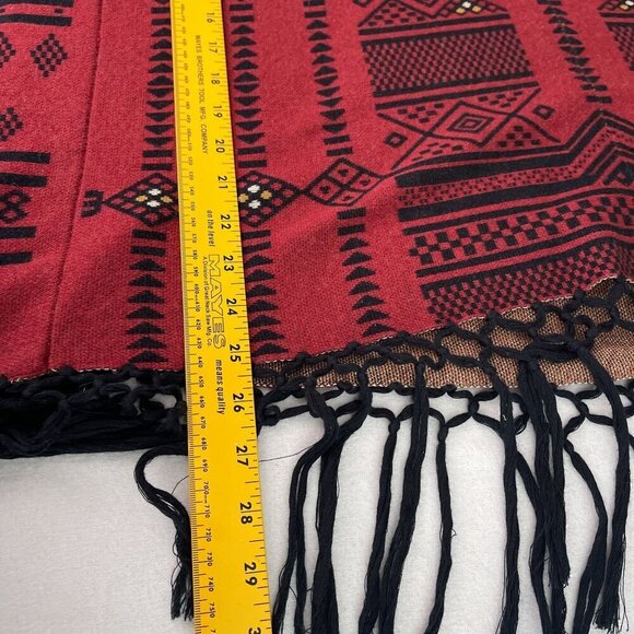 Tasha Polizzi Collection Aztec Southwestern Fringed Hem V-Neck Poncho Women OS - Picture 9 of 10